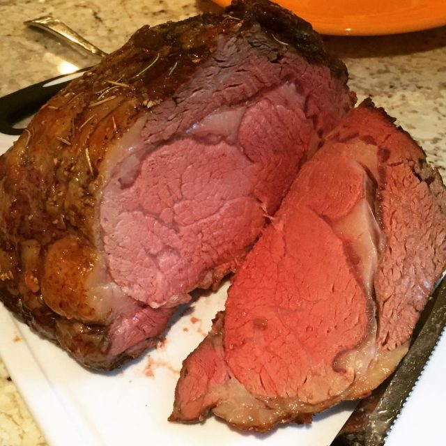 Slicing Into a Medium Rare Prime Rib