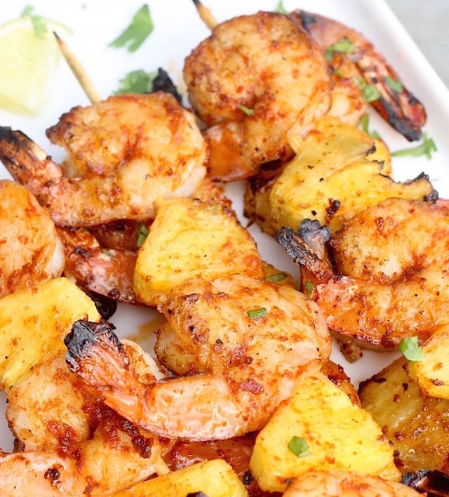 Jerk Shrimp and Pineapple Kabobs