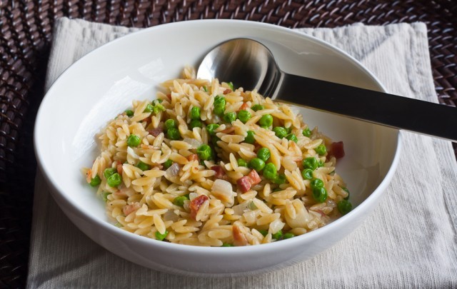 orzo pea pancetta