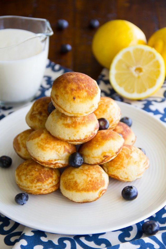 Bite Sized Lemon Blueberry Pancakes