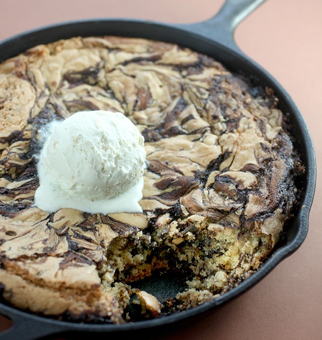 marbled peanut butter skillet cookie