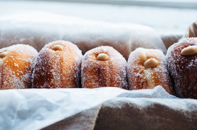 brioche doughnuts with salted caramel cream